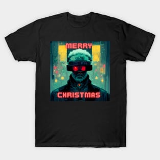 Cyberpunk santa claus Merry Christmas T-Shirt